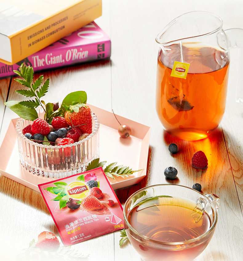 lipton立顿红茶法兰西风情莓果红茶三角包袋泡茶包10包盒2