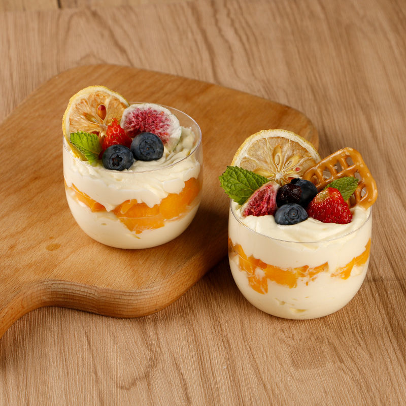 《圆弧杯一次性透明塑料杯慕斯杯布丁杯提拉米苏杯果冻杯圆形甜品杯