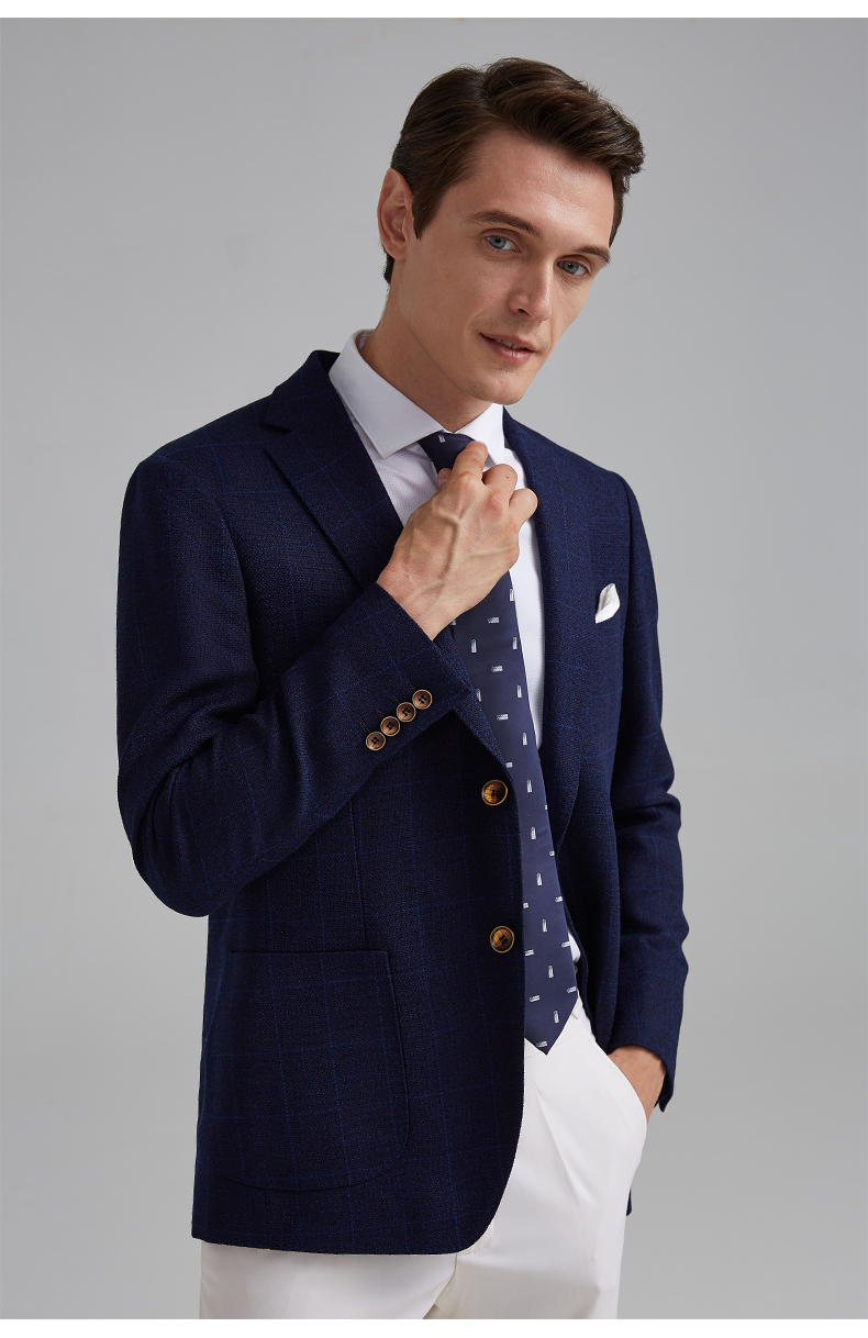 培罗蒙(baromon)男士西服上衣商务休闲便西格子单西外套男