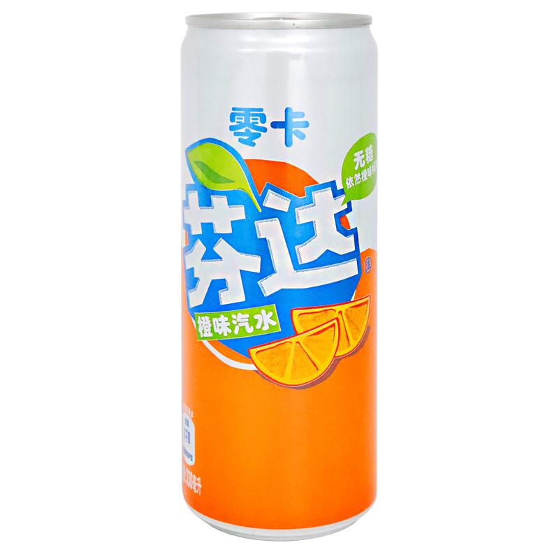 可口可乐芬达零卡橙味汽水330ml24罐整箱