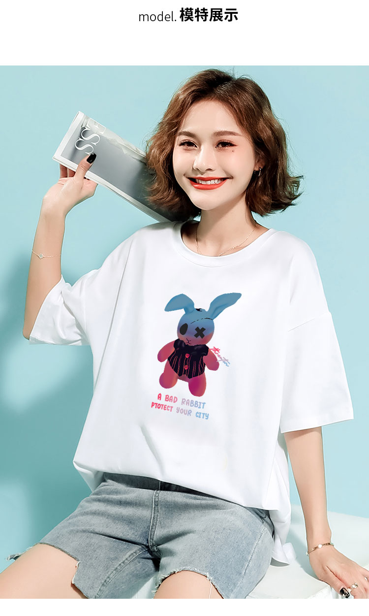 teddyisland纯棉2022新款春夏短袖t恤女韩版宽松上衣慵懒体恤衫