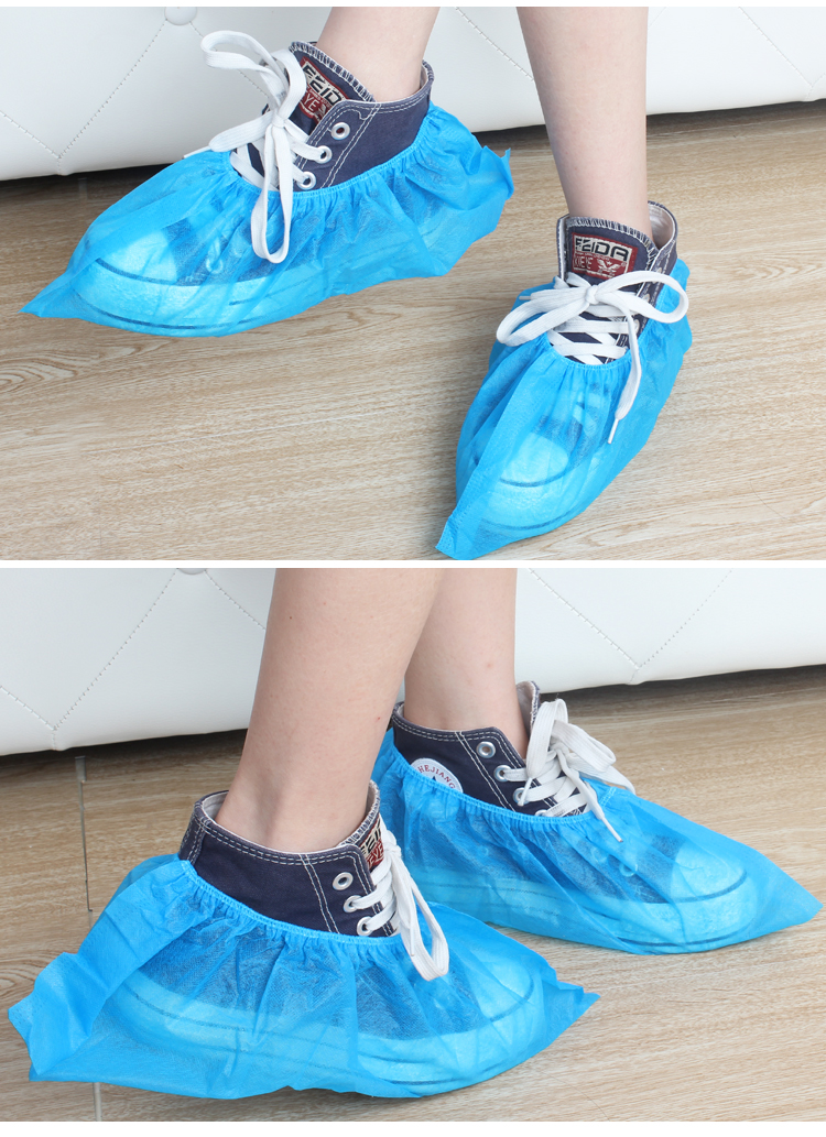 加厚蓝色无纺布鞋套100只 一次性无纺布鞋套一次性加厚塑料鞋套学生