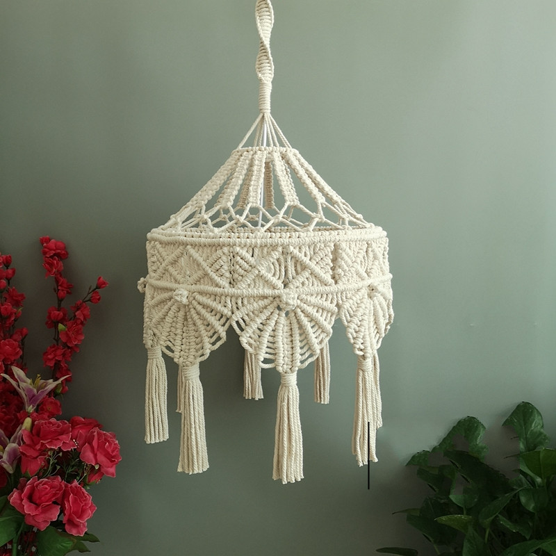 ins北欧波西米亚风编织灯罩创意吊饰客厅卧室挂饰民宿装饰diy灯罩