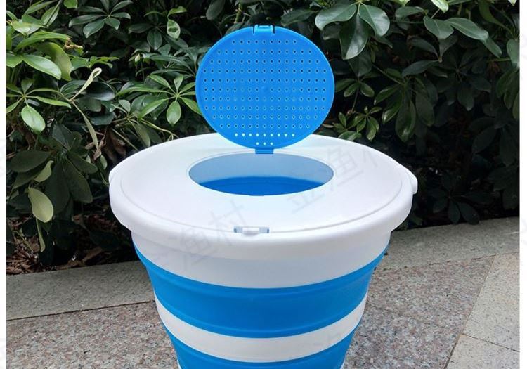 l49圆形3升蓝色无盖送打水绳手提式清洗无盖清洗桶有盖洗脚桶折叠水桶