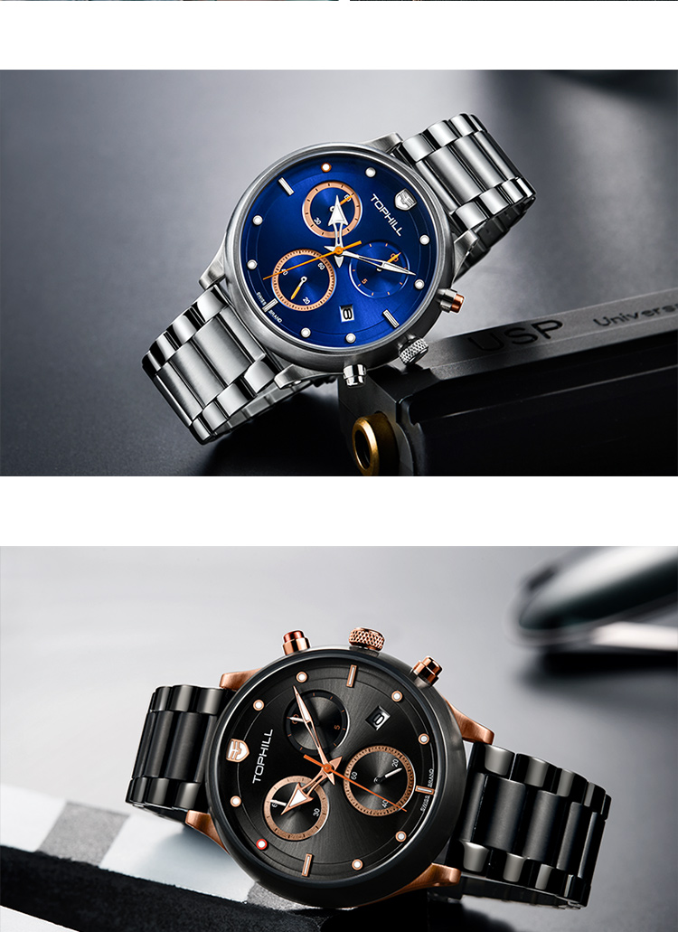 瑞士拓非tophill机械机芯男表轻薄防水男士休闲商务手表男全自动学生