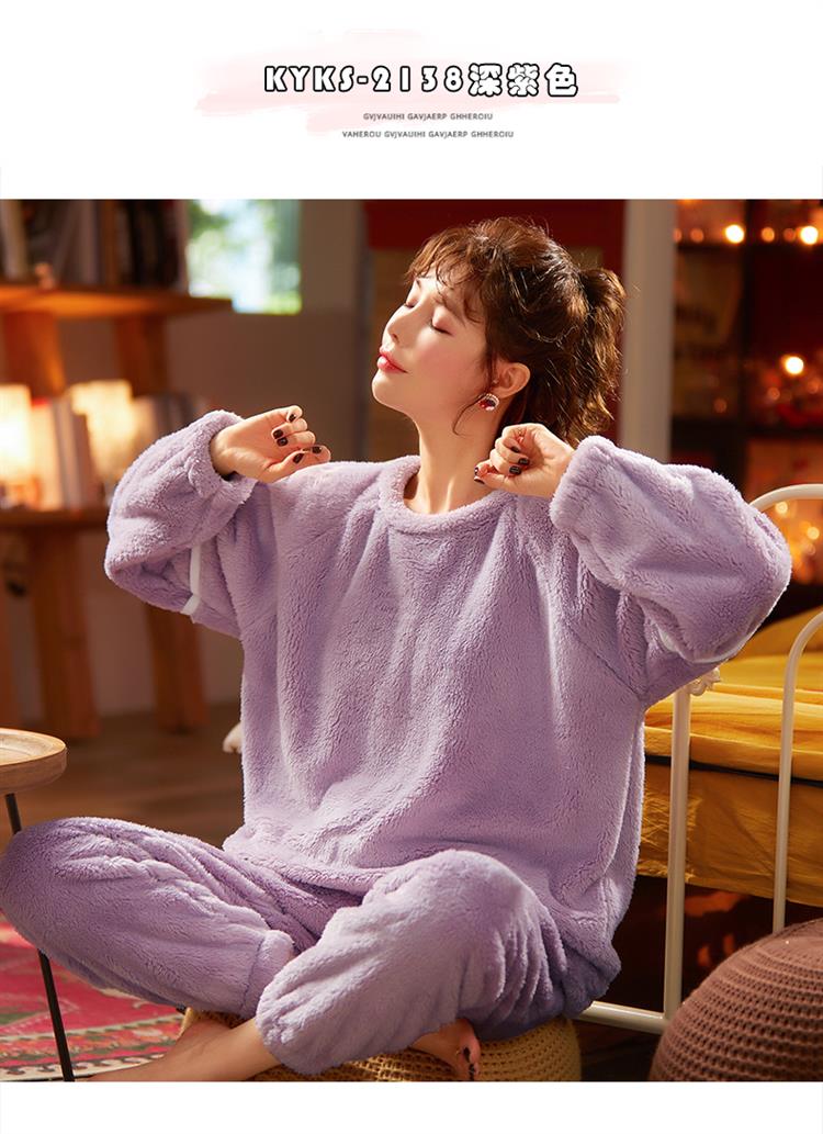 2020年新款珊瑚绒睡衣女秋冬季法兰绒加绒厚春秋可外穿家居服套装