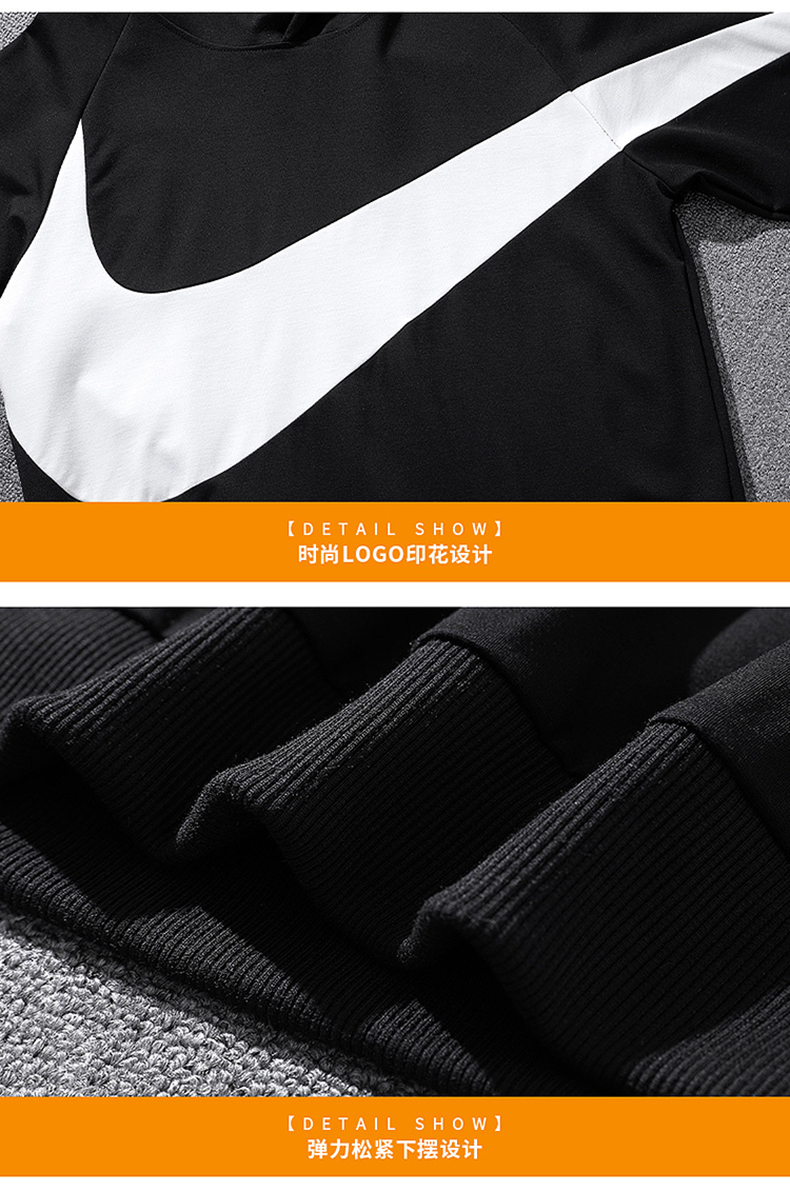 nike耐克加绒卫衣男2021冬季新款运动服套头衫情侣连帽外套上衣