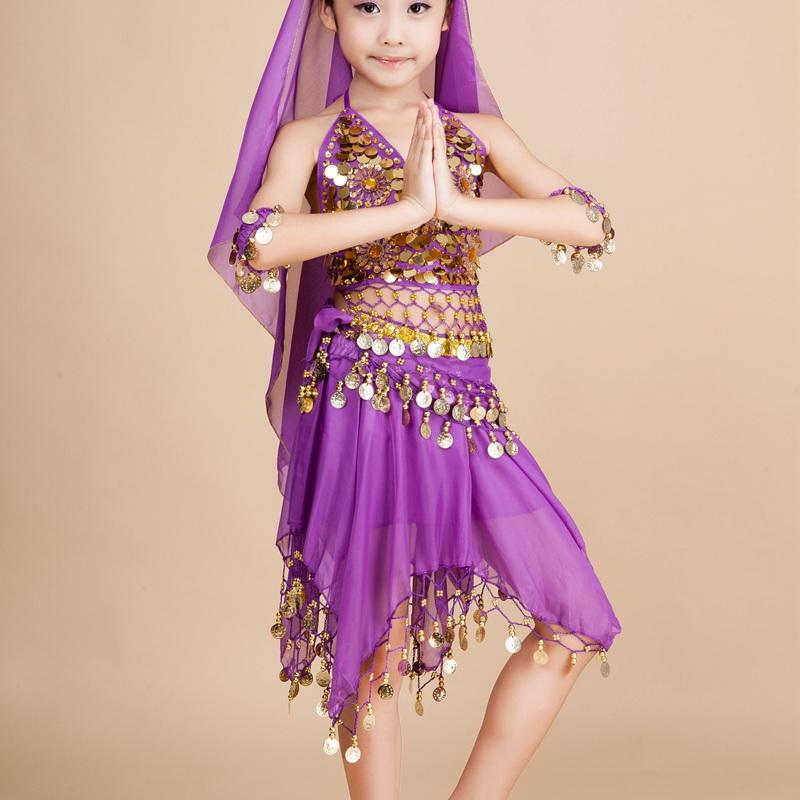印度舞蹈服装女儿童肚皮舞服装少儿印度舞短裙纺幼儿园演出服二件套