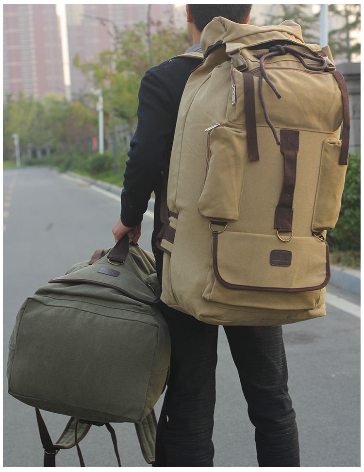 110l超大容量加厚帆布背包户外登山帐篷双肩包男旅游打工行李搬家