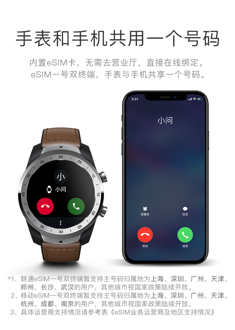 ticwatchpro4g独立通话版一号双终端智能手表续航30天成人wifi计步器