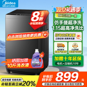 美的(Midea)波轮洗衣机全自动家用 8公斤变频 至高1.25洗净比超净洗 抗菌螨MB80V36DT