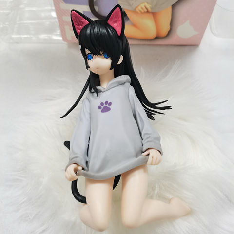 逼真毛毯优质版灰色猫耳少女绪稚机箱手办模型摆件生日礼物猫耳少女