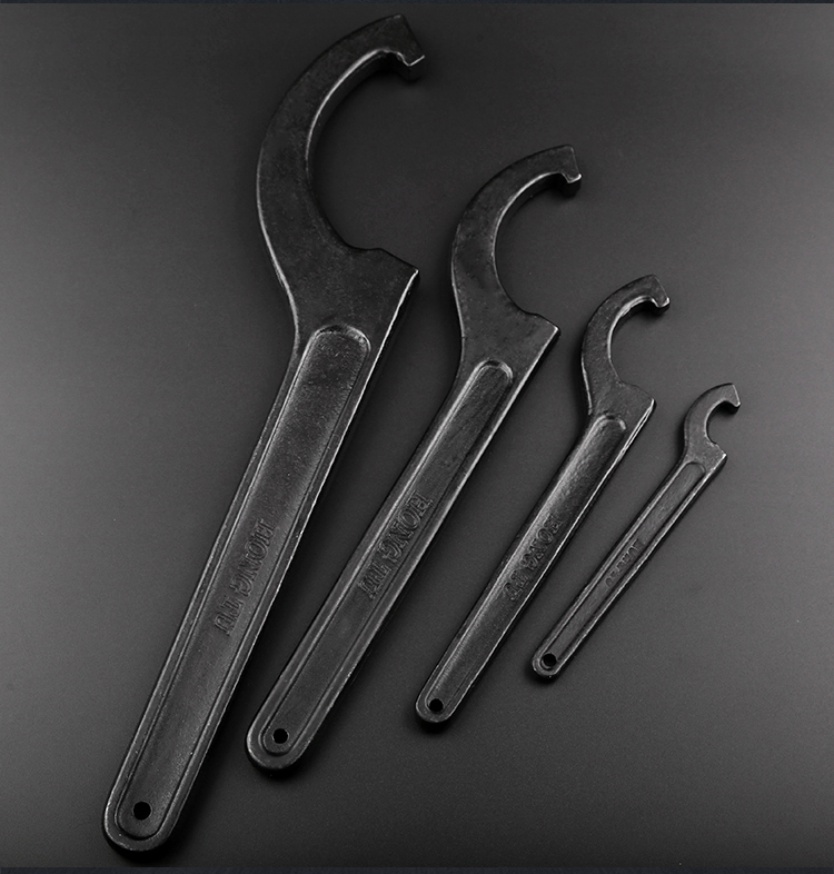 月牙扳手侧面孔钩扳手热处理高强度钩形圆螺母扳手圆勾对焦型扳手