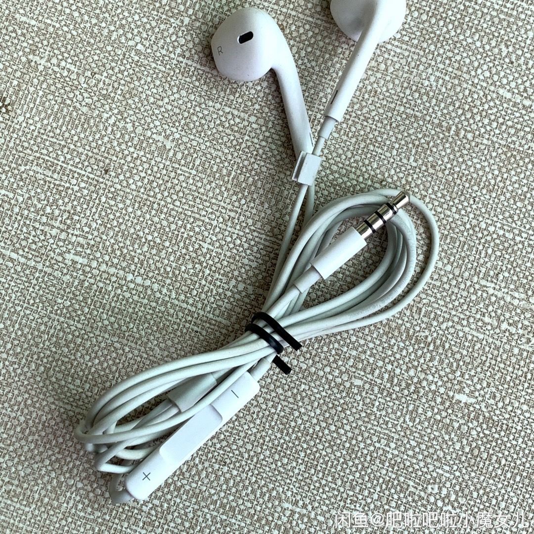 适用苹果5678pxr1112拆机耳机35插头lightnig扁头羊毛盆钛膜耳机35黑