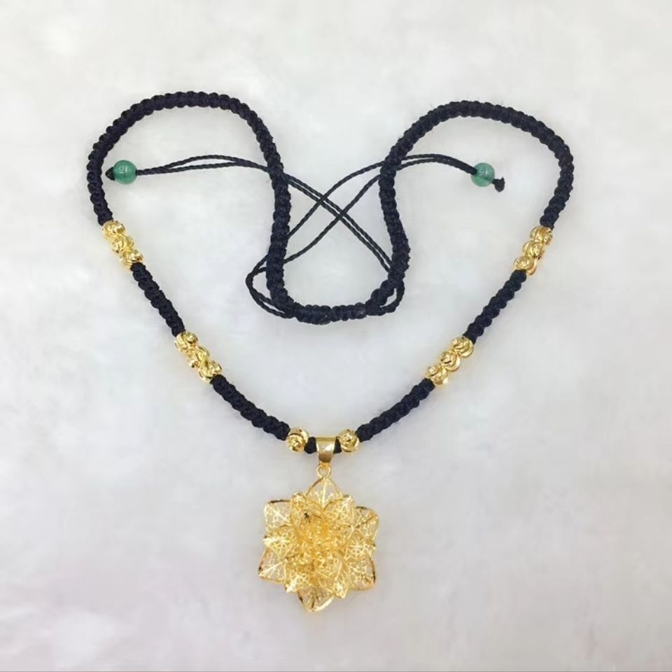 项链女镀真金镶玉项链绳女首饰手工原创编绳多款可选厂家直销梅花