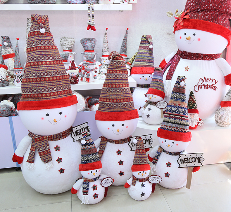 圣诞节装饰品大号泡沫雪人娃娃酒店商超场景布置品摆件50cm