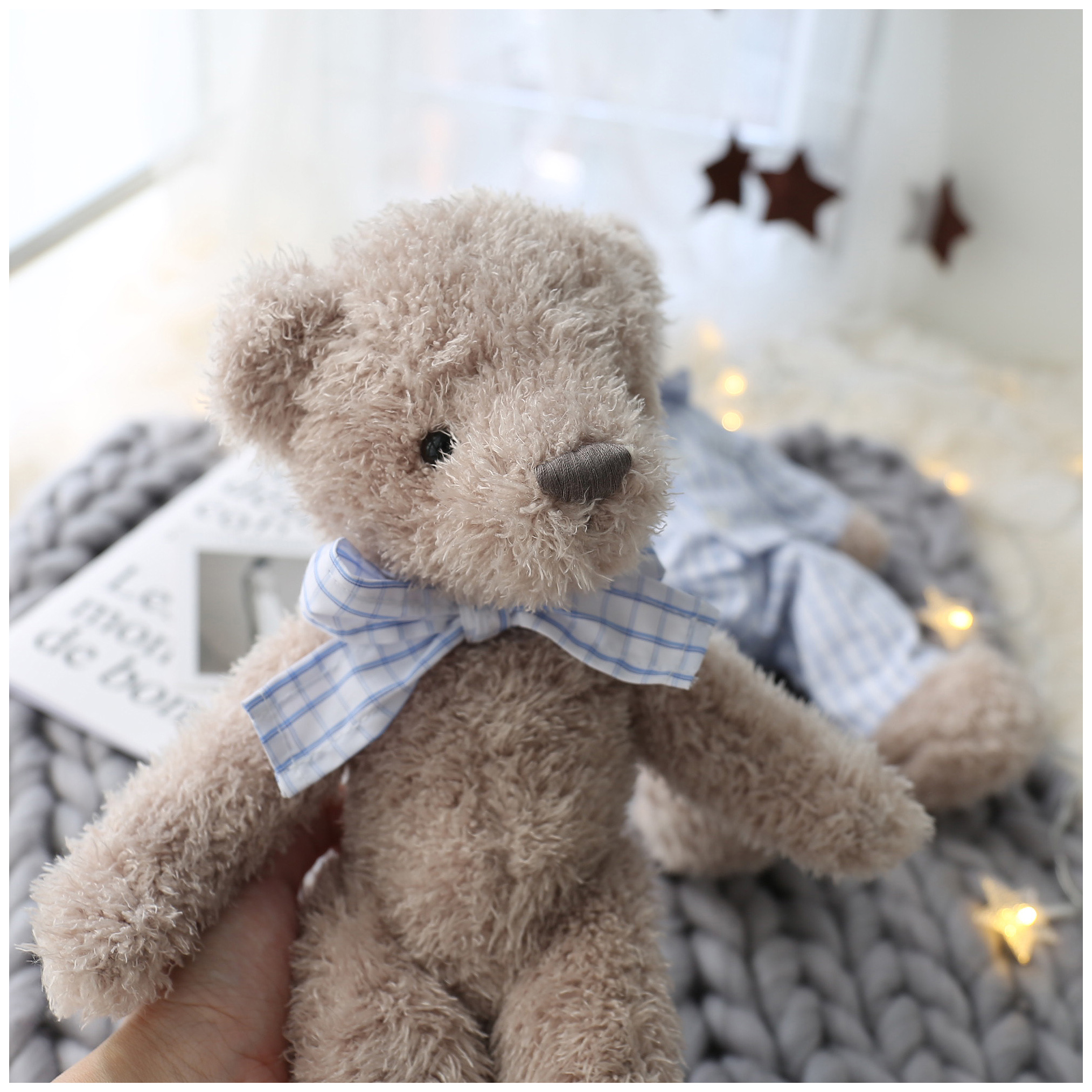 北欧ins穿衣熊毛绒玩偶英伦领结泰迪熊公仔格子衬衫小熊娃娃领结熊约3