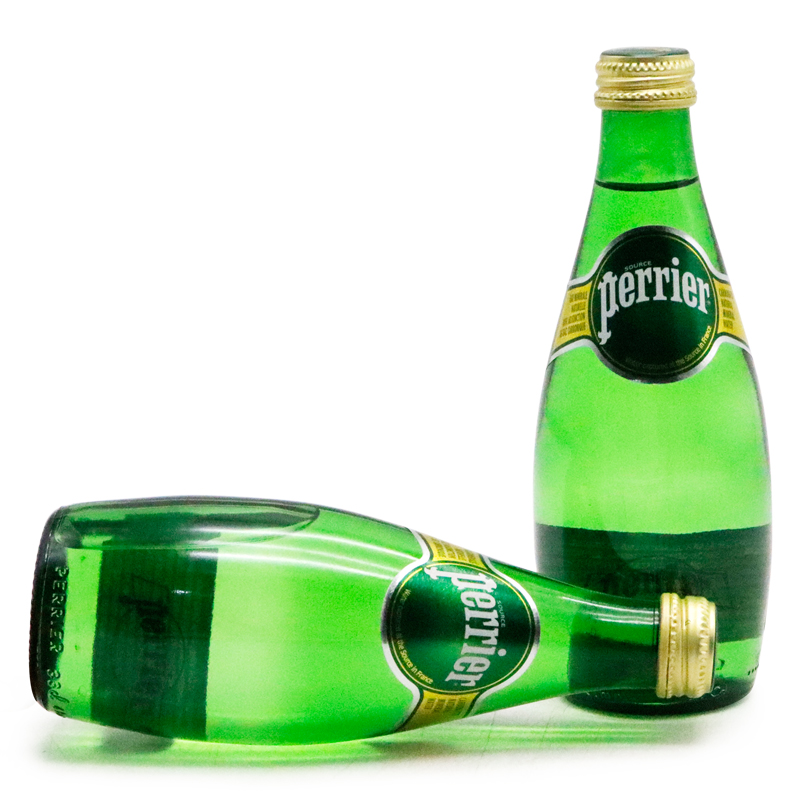 巴黎水perrier天然含气矿泉水原味330ml24瓶整箱装玻璃瓶水