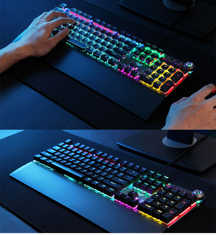 狼蛛f2088 机械键盘 有线键盘 游戏键盘 104键背光混光朋克 电脑键盘