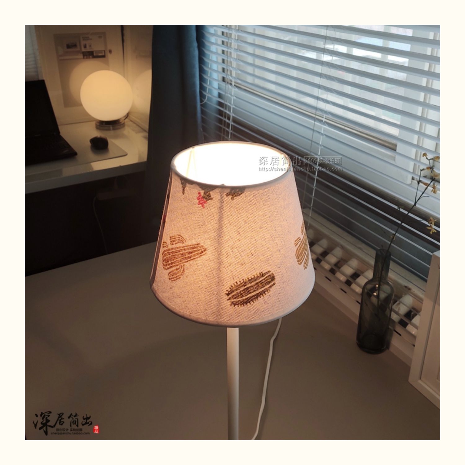 闪电客led照明/光源101002 小号中号印花灯罩 闪电客 棉麻布艺卧室