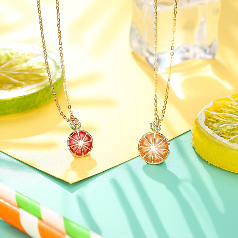 潮宏基 柚稚橙熟 18k金吊坠不含项链彩金项坠水果串珠西柚橙子女 fq