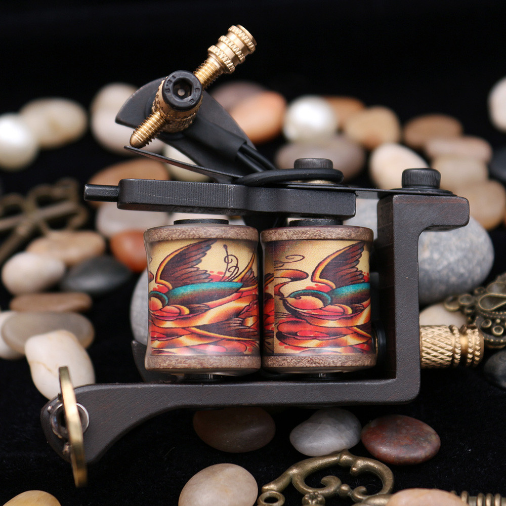 龙鹰纹身器材指南针纯铁机架传统线圈纹身机 打雾纹身机 终身保修