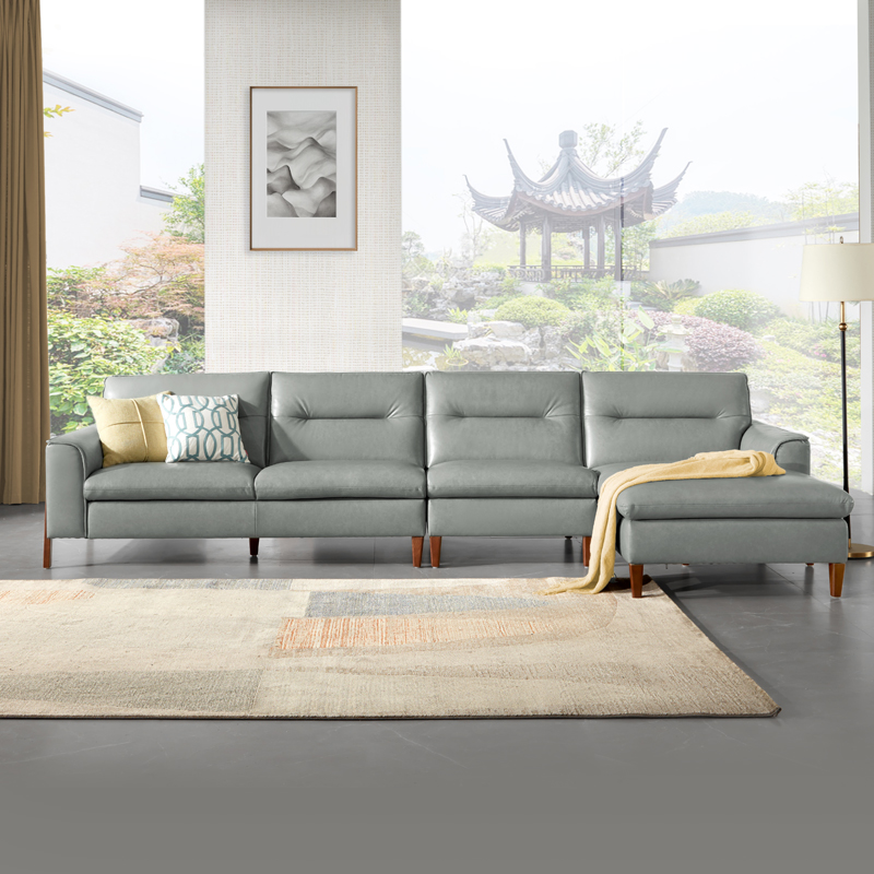 顾家家居(kuka) 北欧现代简约实木高脚真皮沙发dk.1051【30天发货】