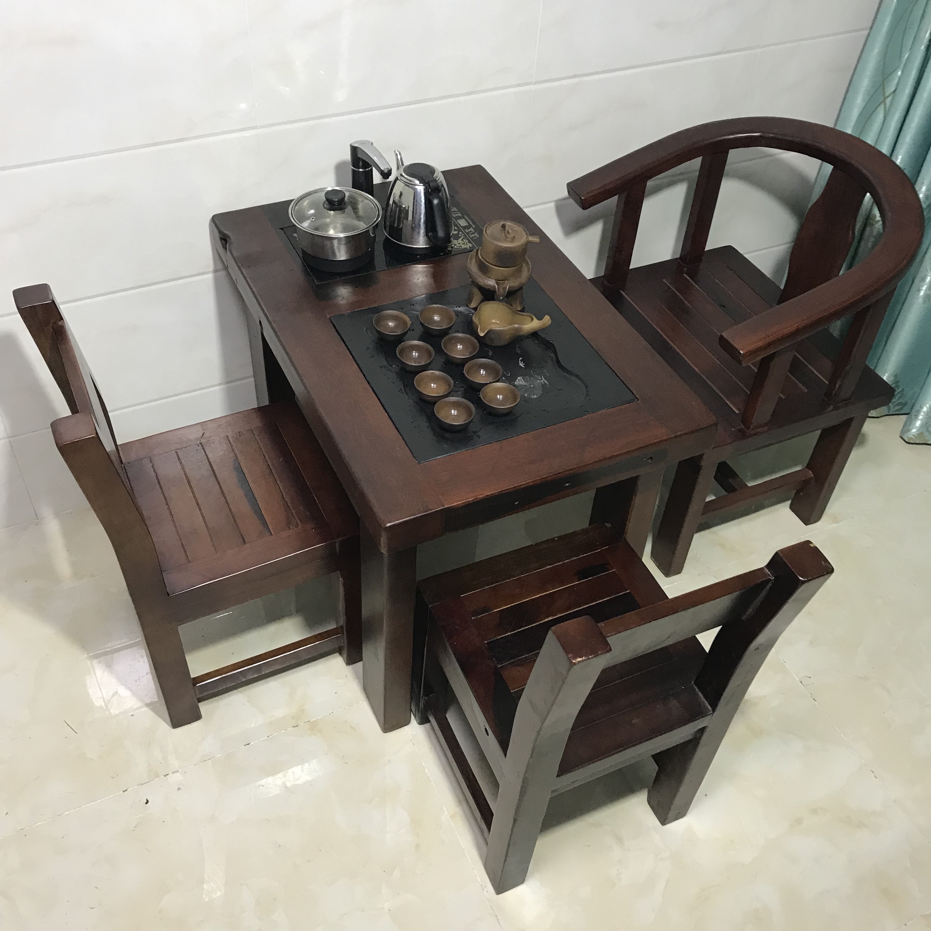 老船木茶桌实木小型功夫茶几客厅家用中式泡茶台阳台喝茶桌椅组合