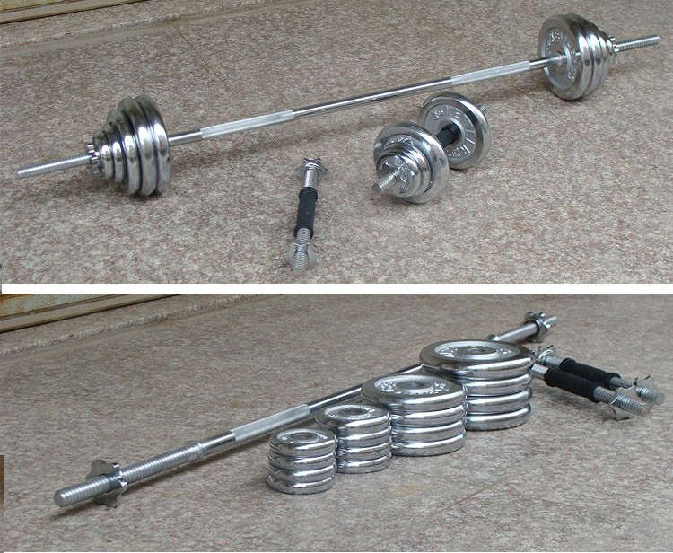 电镀杠铃哑铃套装组合 举重杠铃20-100kg 健身器材举重杠铃哑铃【价格
