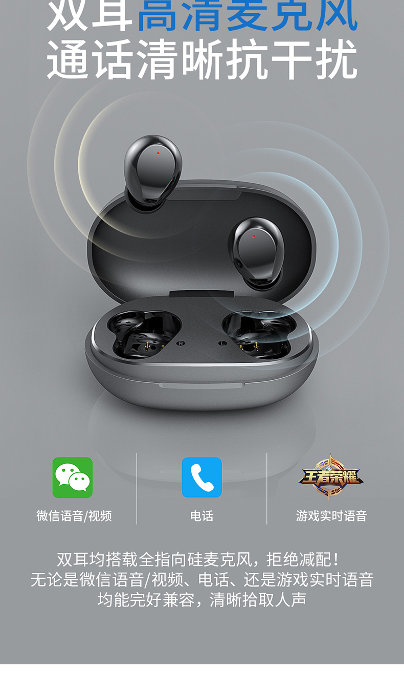 联想tc02真无线蓝牙耳机2021年新款入耳式男女超长续航高端颜值迷你