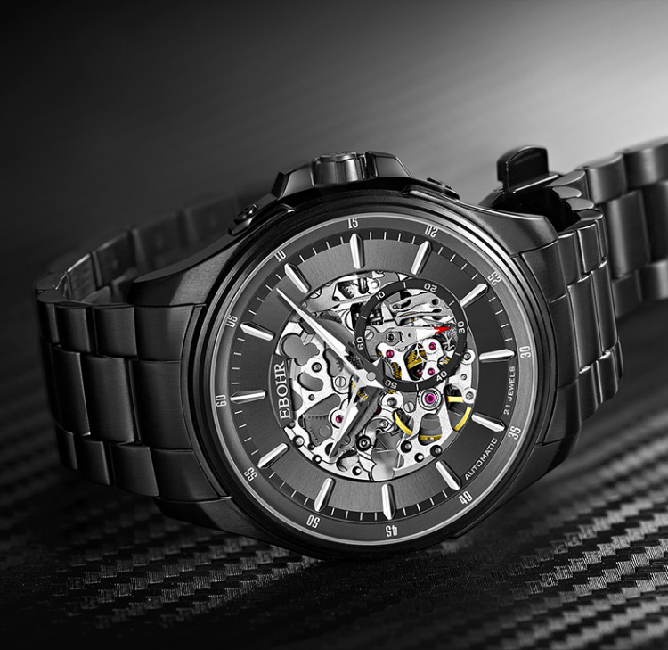 ebohr依波手表男探索者系列钢带皮带镂空自动机械男表5128