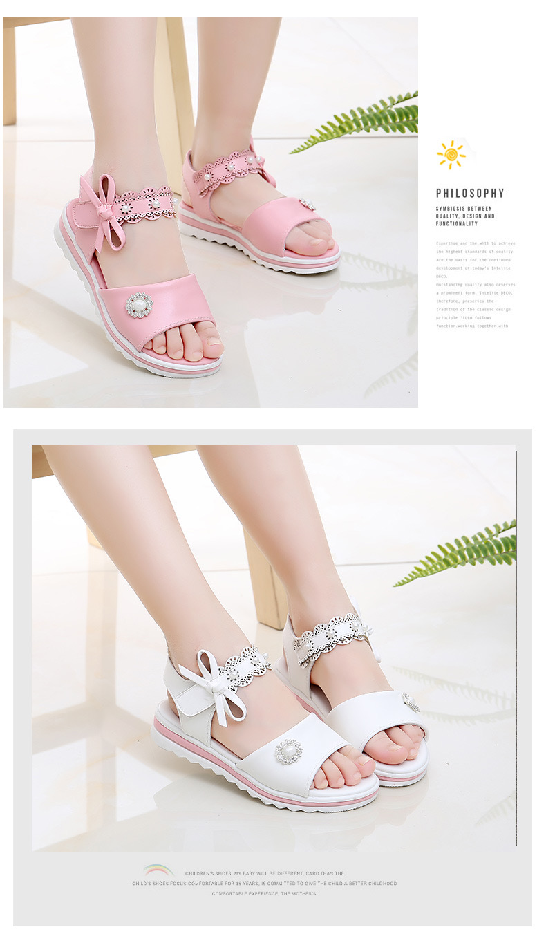 婕秘5到12岁11女孩10夏天9小孩穿8女童7公主凉鞋6蝴蝶结平跟凉鞋4儿童